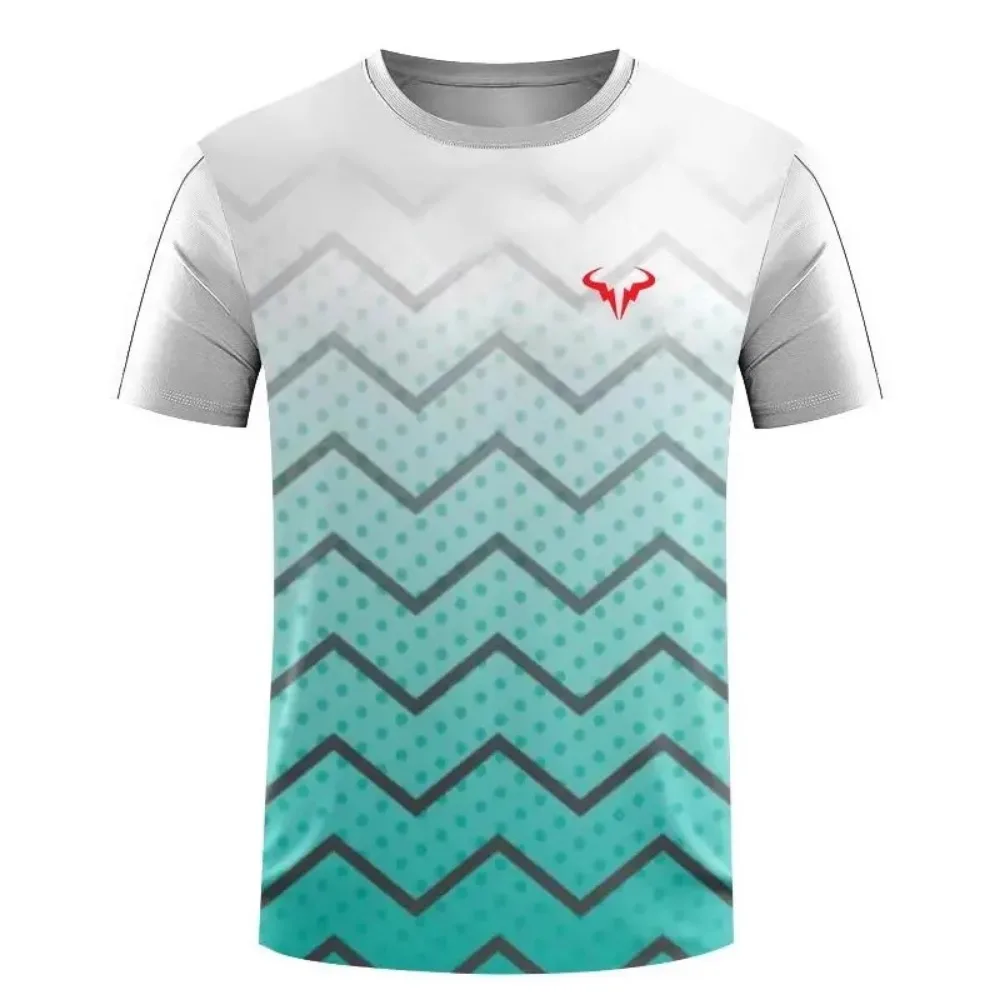 Factory direct sales hot 3D printed handsome tennis pullover round neck T-shirt outdoor street loose sports short sleeved shirt - Image 24