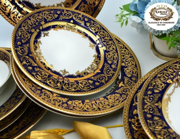 24pcs Luxury style dishwasher safe High quality dish plate elegant porcelain Bone china dinner tableware luxury set - Image 2