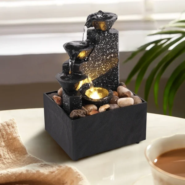 Tabletop Waterfall Home Decor Relaxation Meditation Desktop Fountain with Soft Lights Flowing Water Ornaments Mother's Day Gifts - Image 2