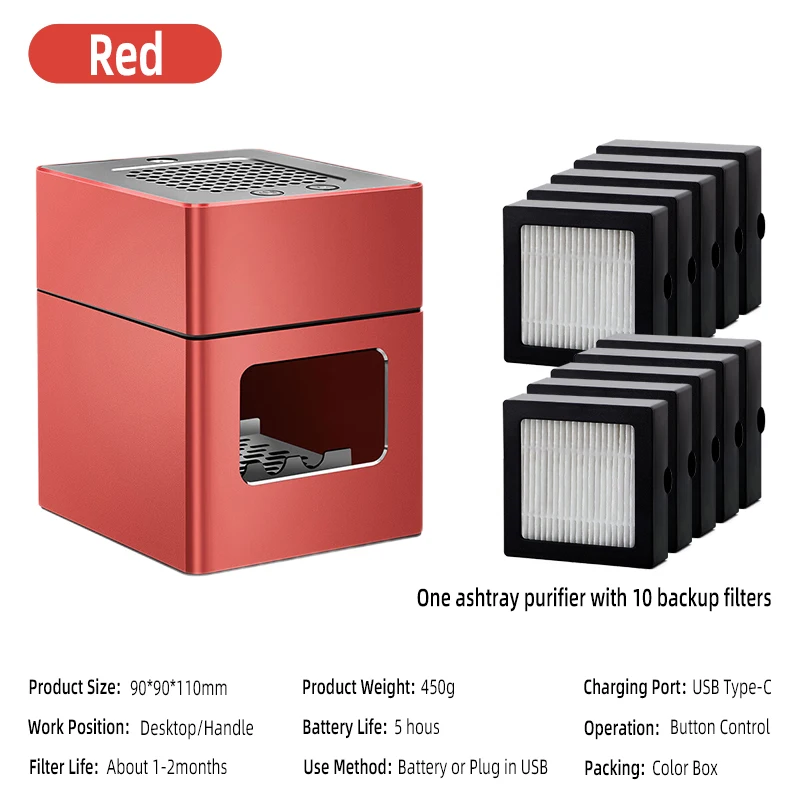 LONHOMON AP078 Ashtray Air Purifier USB Charging Anti Second-hand Smoke Desktop Ashtray Remove Odor Home Air Purifiers - Image 11