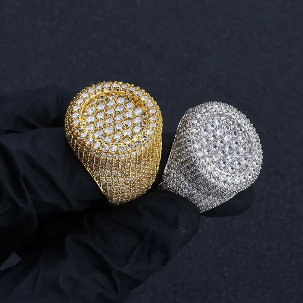 ESKEEM Wholesale Iced Out Big Round Ring Luxury Full Diamond Signet Ring Hip Hop Style Bling Cubic Zirconia Jewelry Men Women - Image 4