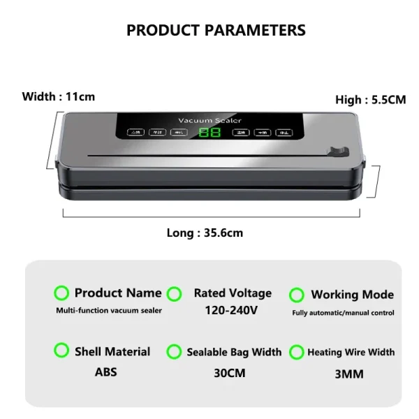 Electric Vacuum Sealer Machine Dry/Wet Food Packaging Vacuum Sealing Bags Food Storage Vacuum Packaging Machine For Kitchen Home - Image 6