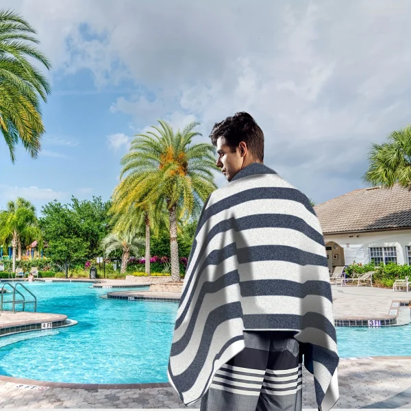 Microfiber Beach Towel Quick Drying Stripe Towel With Portable Bag, Thin and Lightweight Absorbent Towels Perfect Sports & Trave - Image 6