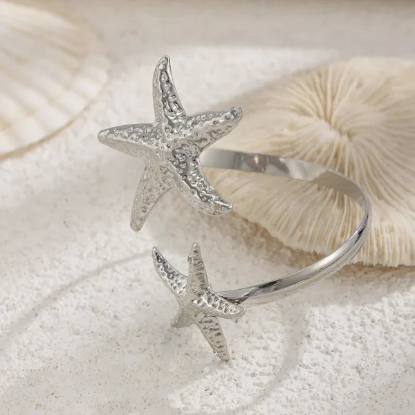Women's European and American Fashion Gold Color Starfish Arm Chain Bracelet Summer Beach Travel Banquet Party Dress Up Gift - Image 6