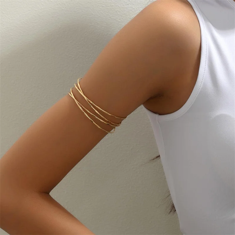 Multilayer Gold Color Cuff Bracelet For Women Punk Style Metal Bracelet Minist Design Ins Daily Wear Party Jewelry - Image 9