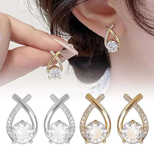 Fashion Cross Stud Earrings For Women Girls Korean Style Elegant Crystal Jewelry Ear Rings Fishtail Lady Earrings Gifts - Image 6