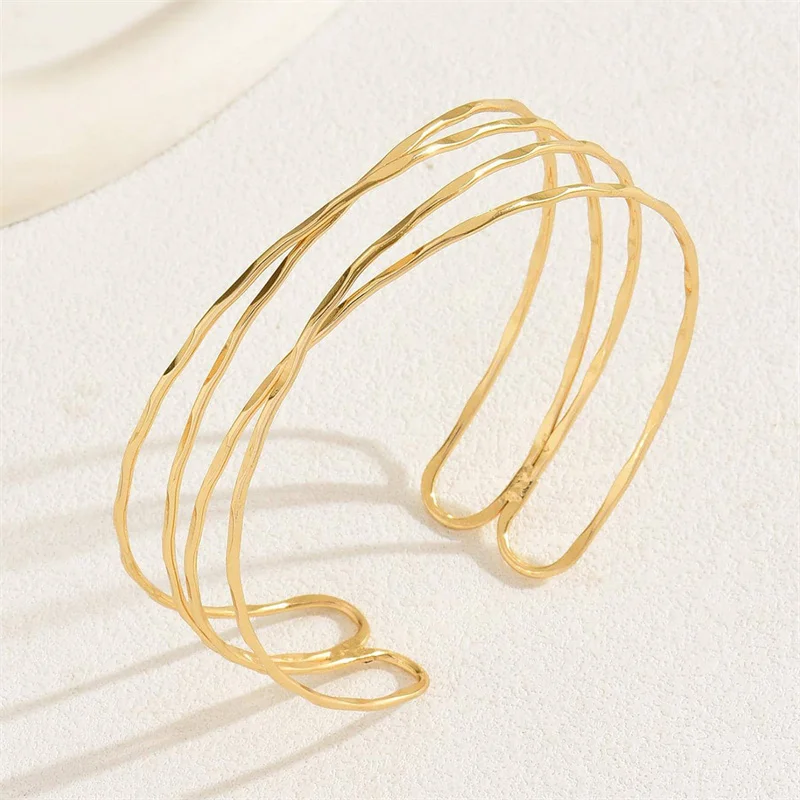 Multilayer Gold Color Cuff Bracelet For Women Punk Style Metal Bracelet Minist Design Ins Daily Wear Party Jewelry - Image 2