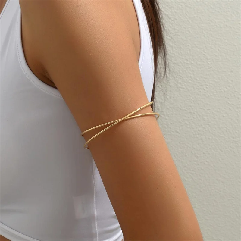 Multilayer Gold Color Cuff Bracelet For Women Punk Style Metal Bracelet Minist Design Ins Daily Wear Party Jewelry - Image 7