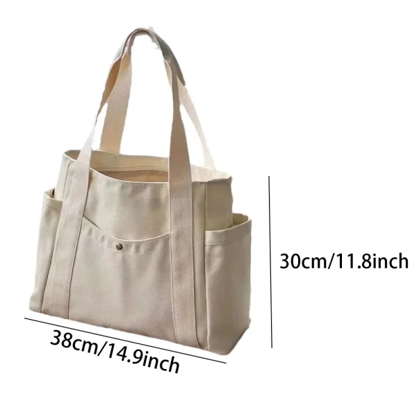 Large Capacity Canvas Tote Bags for Work Commuting Carrying Bag College Style Student Outfit Book Shoulder Bag Shopping Bag - Image 6