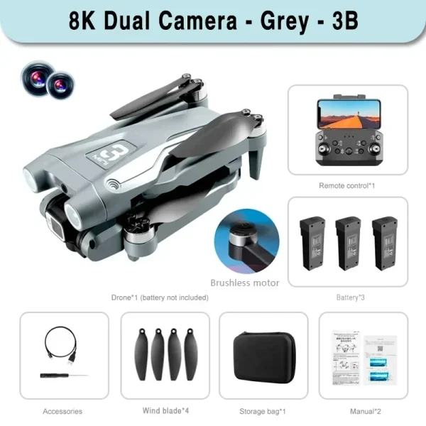 Z908 Pro Max GPS Drone Brushless 8K HD Dual Camera Optical Flow Obstacle Avoidance Foldable Quadcopter RC Distance 9000M - Image 7
