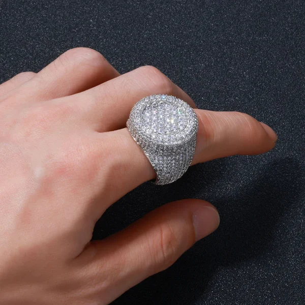 ESKEEM Wholesale Iced Out Big Round Ring Luxury Full Diamond Signet Ring Hip Hop Style Bling Cubic Zirconia Jewelry Men Women - Image 5