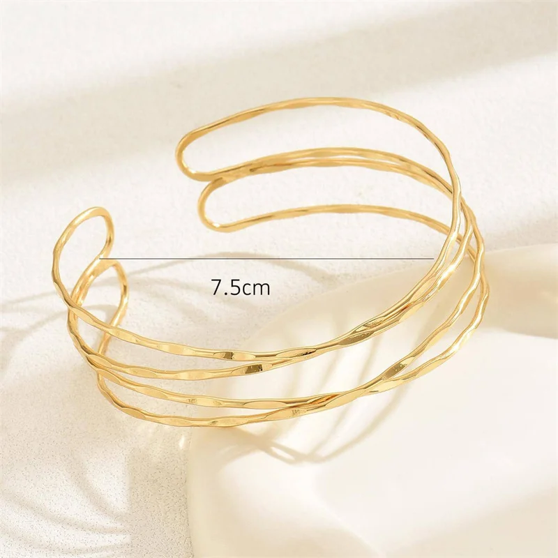 Multilayer Gold Color Cuff Bracelet For Women Punk Style Metal Bracelet Minist Design Ins Daily Wear Party Jewelry - Image 6