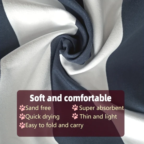 Microfiber Beach Towel Quick Drying Stripe Towel With Portable Bag, Thin and Lightweight Absorbent Towels Perfect Sports & Trave - Image 4