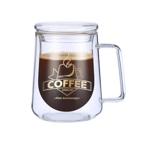 Creative Glass Cup Double-layer Coffee Cup Mug European Style Drinkware with Handle Transparent Milk Mug Insulated Teacup - Image 8