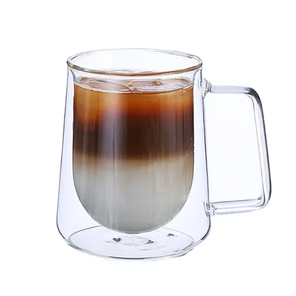 Creative Glass Cup Double-layer Coffee Cup Mug European Style Drinkware with Handle Transparent Milk Mug Insulated Teacup - Image 6