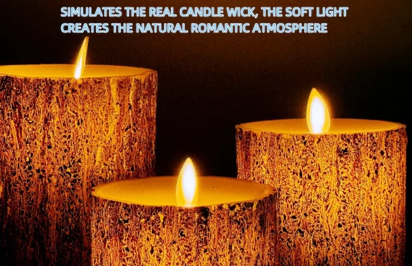 LED Flameless Candles Pine Bark Effect, Battery Operated Candles with Remote Control, LED Fake Candles, 4" 5" 6" Pack of 3 - Image 3