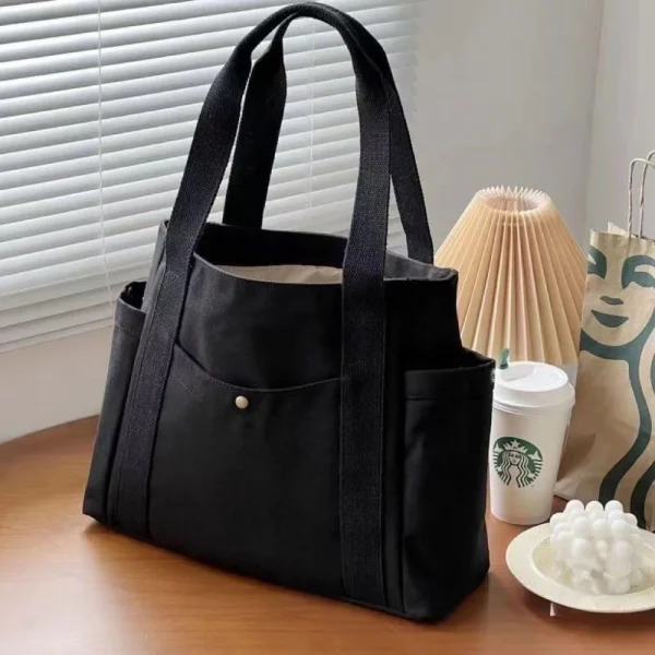 Large Capacity Canvas Tote Bags for Work Commuting Carrying Bag College Style Student Outfit Book Shoulder Bag Shopping Bag - Image 7