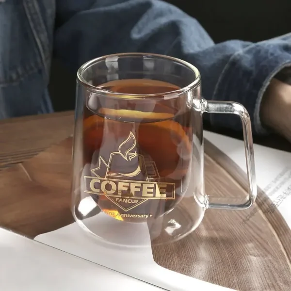 Creative Glass Cup Double-layer Coffee Cup Mug European Style Drinkware with Handle Transparent Milk Mug Insulated Teacup - Image 4