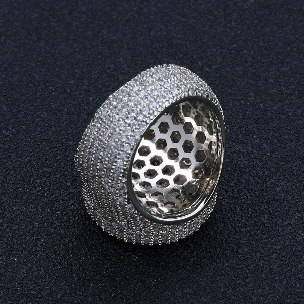 ESKEEM Wholesale Iced Out Big Round Ring Luxury Full Diamond Signet Ring Hip Hop Style Bling Cubic Zirconia Jewelry Men Women