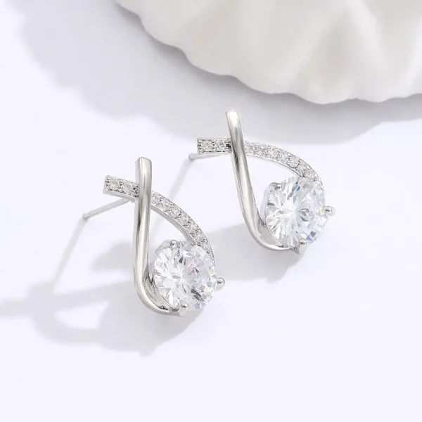 Fashion Cross Stud Earrings For Women Girls Korean Style Elegant Crystal Jewelry Ear Rings Fishtail Lady Earrings Gifts - Image 5