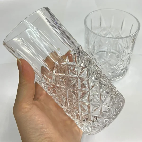 2pcs Set Diamond Painting Wine Glass Juice Whiskey Transparent Cocktail Drinking Glasses Household Drinkware Party Wedding Gifts - Image 3