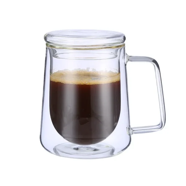 Creative Glass Cup Double-layer Coffee Cup Mug European Style Drinkware with Handle Transparent Milk Mug Insulated Teacup - Image 7