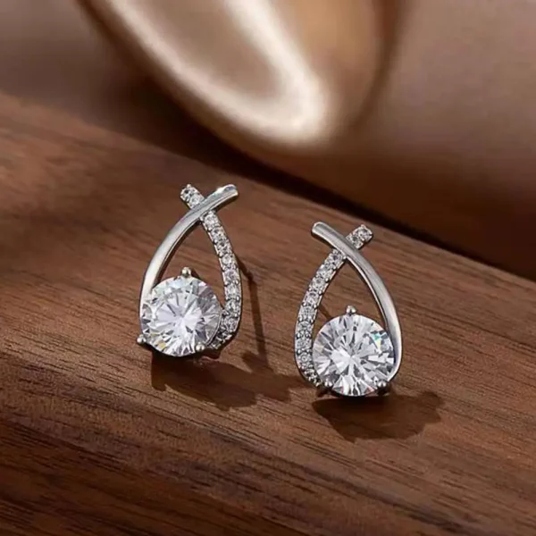 Fashion Cross Stud Earrings For Women Girls Korean Style Elegant Crystal Jewelry Ear Rings Fishtail Lady Earrings Gifts - Image 4