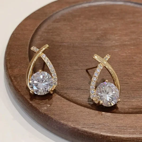 Fashion Cross Stud Earrings For Women Girls Korean Style Elegant Crystal Jewelry Ear Rings Fishtail Lady Earrings Gifts - Image 2