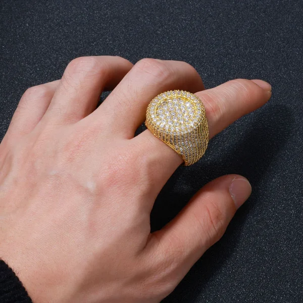 ESKEEM Wholesale Iced Out Big Round Ring Luxury Full Diamond Signet Ring Hip Hop Style Bling Cubic Zirconia Jewelry Men Women - Image 7