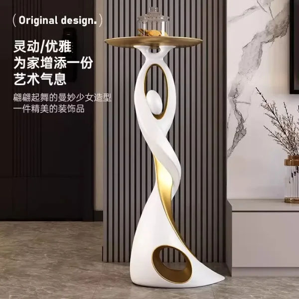 Large modern luxury elegant solid wood console table creative floor home porch living room ornament hall decorative metal - Image 5