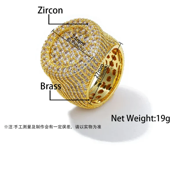 ESKEEM Wholesale Iced Out Big Round Ring Luxury Full Diamond Signet Ring Hip Hop Style Bling Cubic Zirconia Jewelry Men Women - Image 6