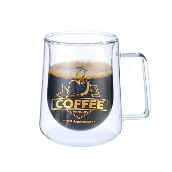 Creative Glass Cup Double-layer Coffee Cup Mug European Style Drinkware with Handle Transparent Milk Mug Insulated Teacup - Image 5
