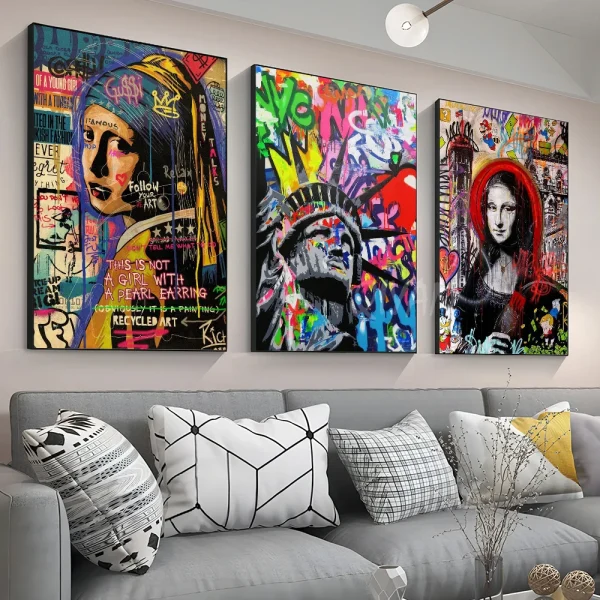 1pc Graffiti Wall Poster Stickers Art Wall Murals Decor Game Room Decor Gifts Kawaii HD Painting Cat Cars - Image 2