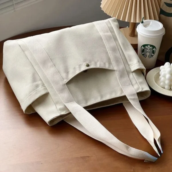 Large Capacity Canvas Tote Bags for Work Commuting Carrying Bag College Style Student Outfit Book Shoulder Bag Shopping Bag - Image 4